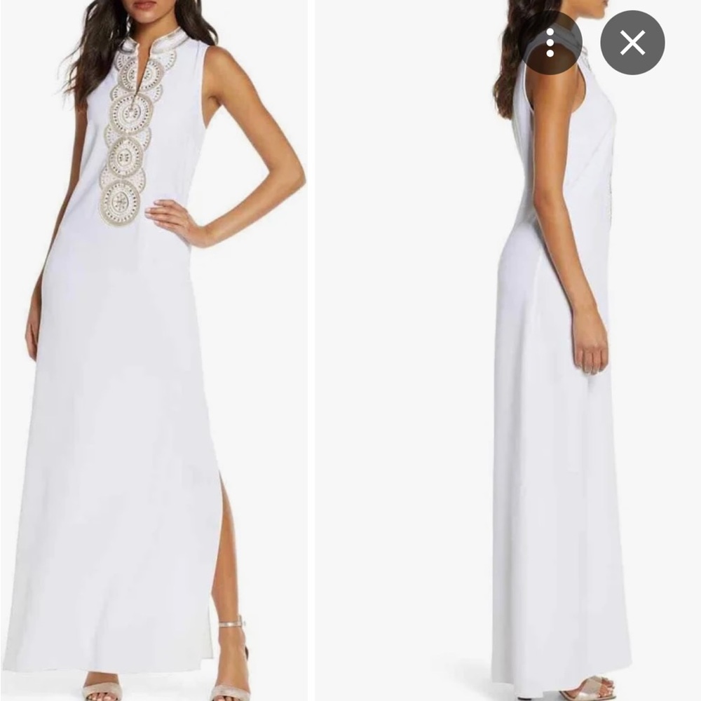 Lilly Pulitzer White Beaded Maxi Dress